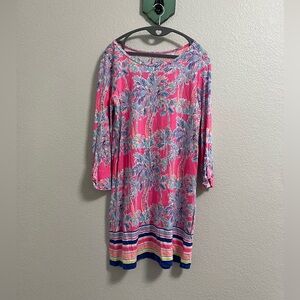Lilly Pulitzer Linden Dress Flamingo pin nice stems